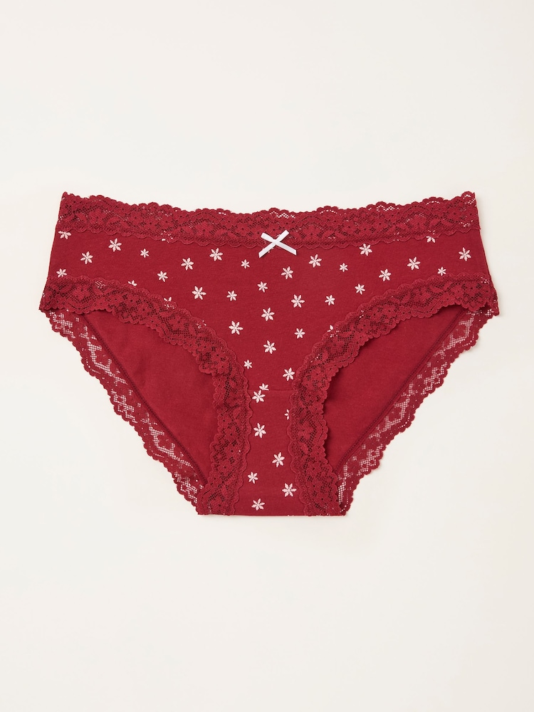 FatFace Red Snowflake Classic Knickers - Image 1 of 2