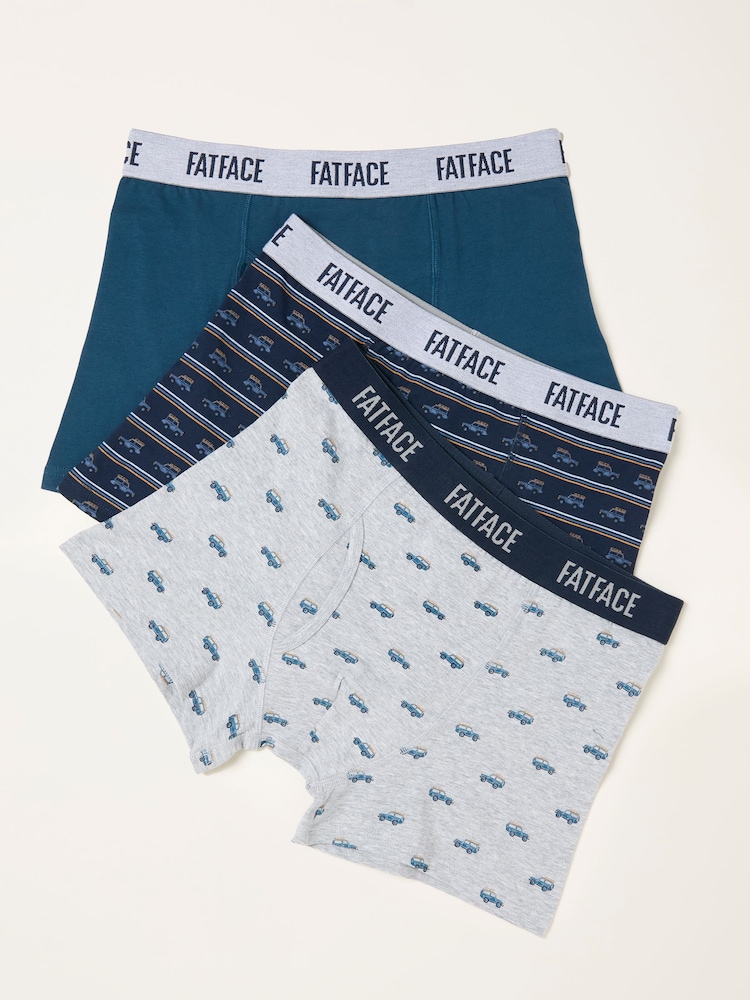 FatFace Grey 3 Pack of Off Roader Boxers - Image 1 of 2