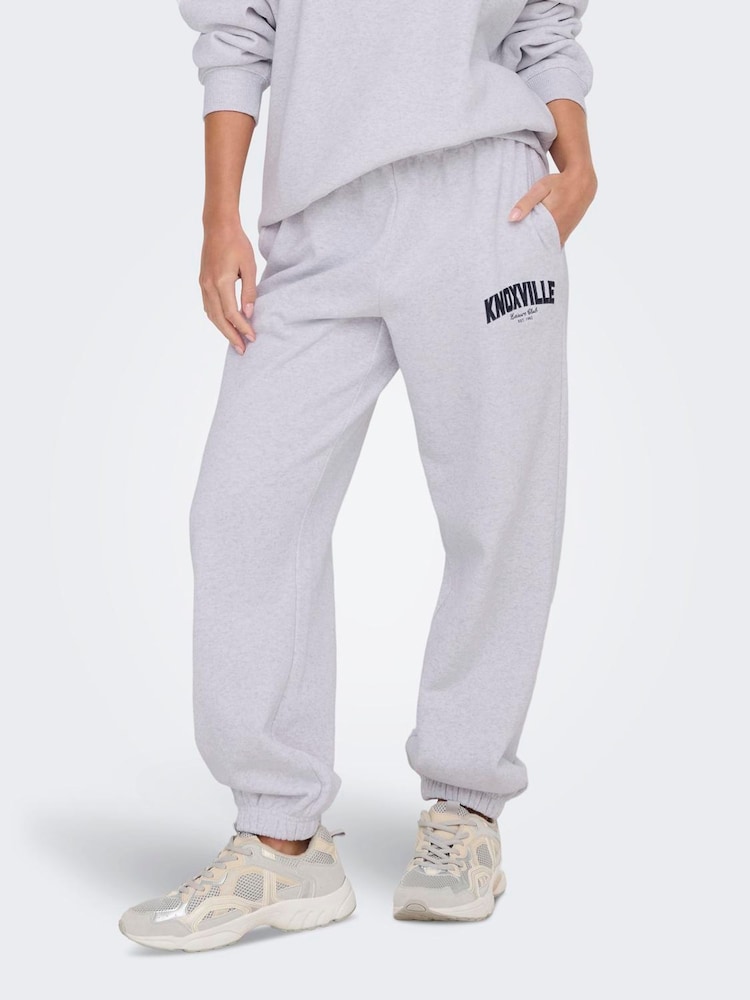 ONLY Grey Slogan Joggers - Image 1 of 6