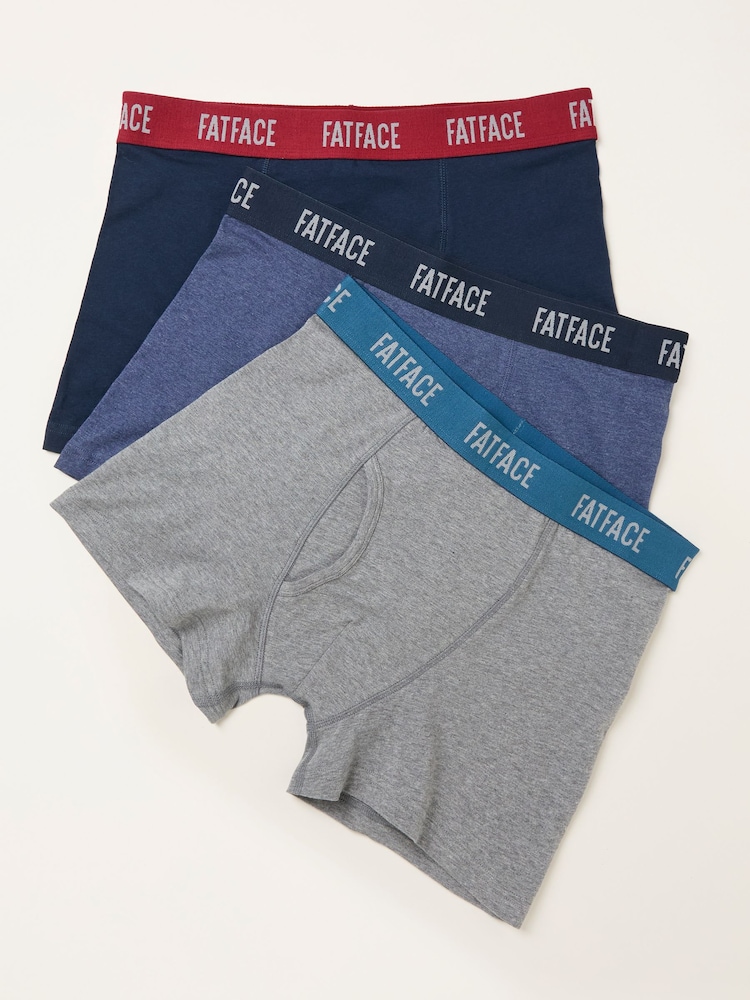 FatFace Navy 3 Pairs of Plain Boxers - Image 1 of 2