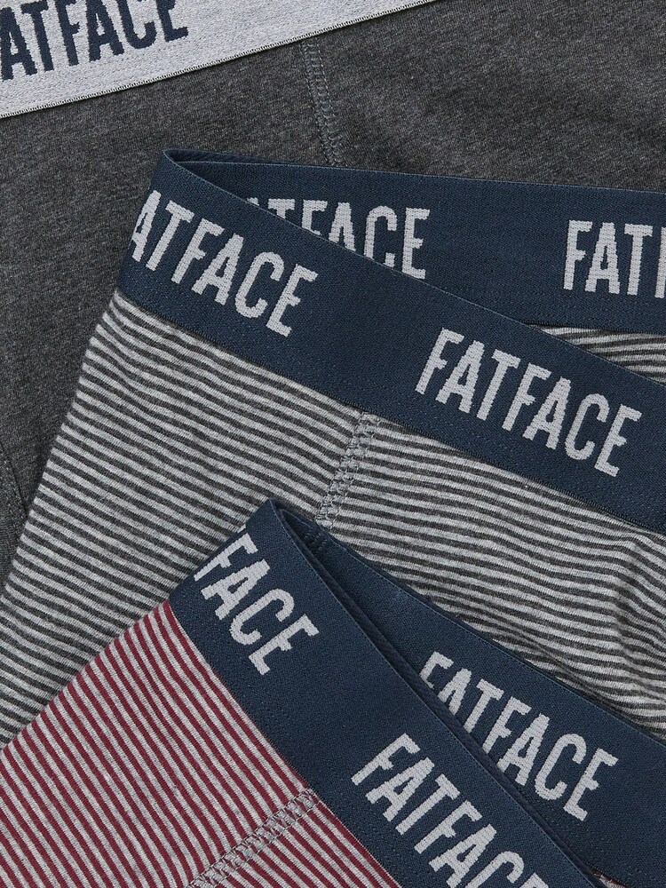 FatFace Grey 3 Pack of Fine Stripe Boxers - Image 2 of 2