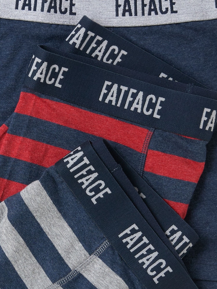 FatFace Red 3 Pack of Wide Stripe Boxers - Image 2 of 2 FatFace Red 3 Pack of Wide Stripe Boxers - Image 2 of 2