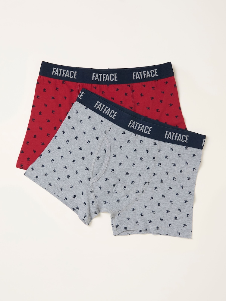 FatFace Red 2 Pack of Ski Boxers - Image 1 of 2