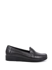 Pavers Black Smart Leather Moccasins - Image 1 of 5