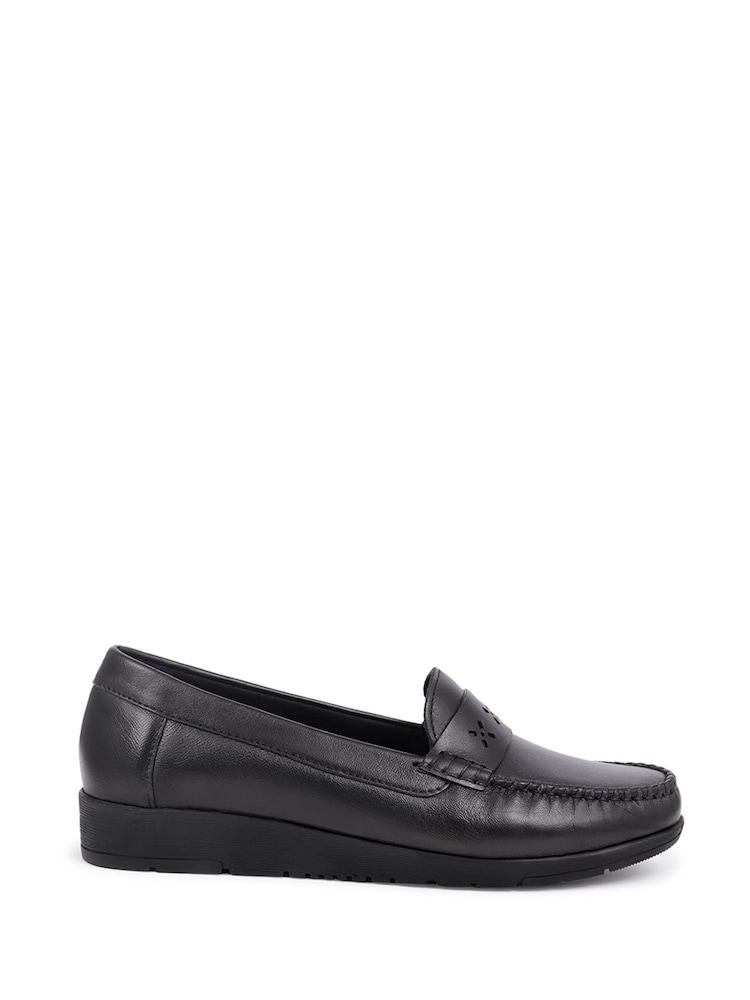 Pavers Black Smart Leather Moccasins - Image 2 of 5