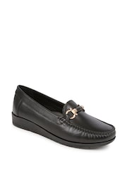 Pavers Black Smart Leather Moccasins - Image 2 of 5