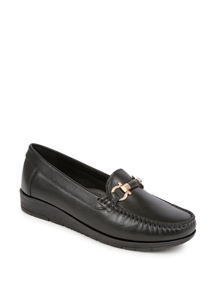 Pavers Black Smart Leather Moccasins - Image 2 of 5