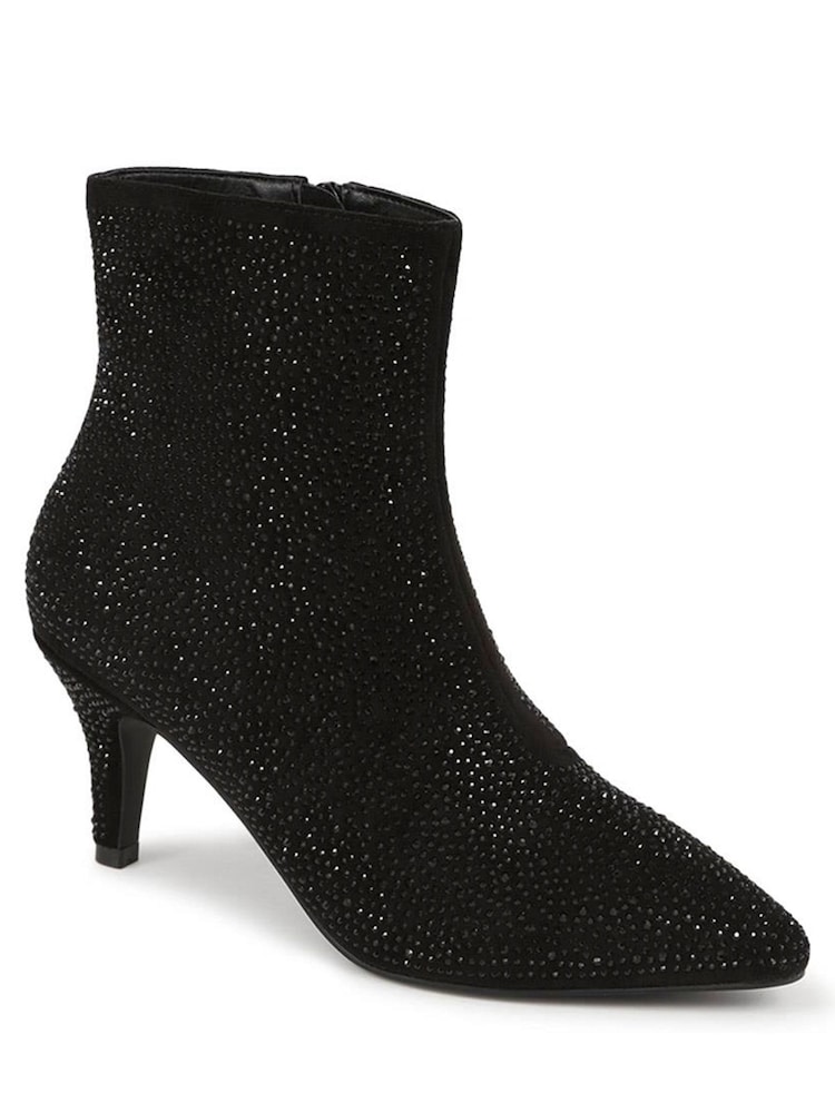 Pavers Black Cone Heeled Smart Ankle Boots - Image 2 of 5