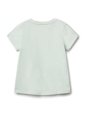 أخضر - Benetton Girls Short Sleeve Sequin 100% Cotton T-Shirt (2-6 yrs) - صورة 2 من 3
