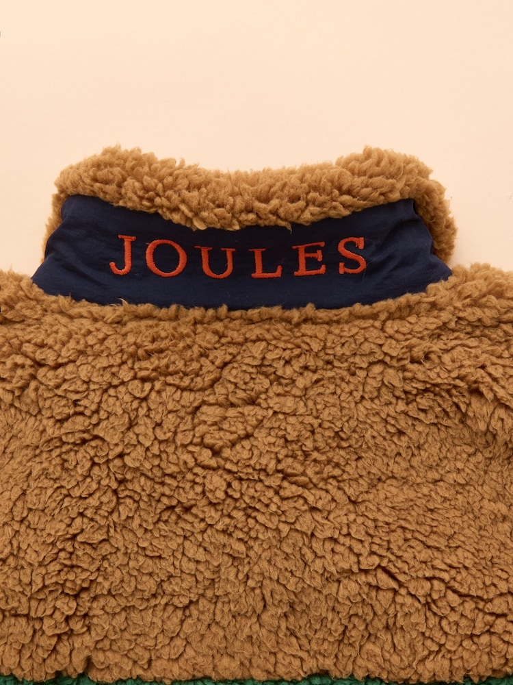 Joules Boys' Billy Green and Tan Colourblock Fleece Gilet - Image 4 of 4 Joules Boys' Billy Green and Tan Colourblock Fleece Gilet - Image 4 of 4