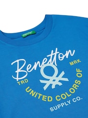 أزرق - تيشرت مزين بطبعة جرافيك من القطن 100% بشعار للأولاد من Benetton (6-12 سنة) - صورة 3 من 3
