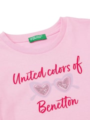 Benetton Girls Short Sleeve Sequin 100% Cotton T-Shirt (2-6 yrs) - Image 3 of 3