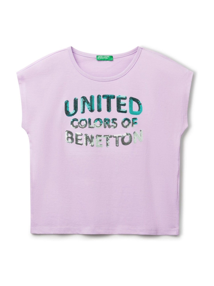 Morado - Girls Logo Sequin 100% Cotton T-Shirt (6-14 yrs) - Imagen 1 de 3