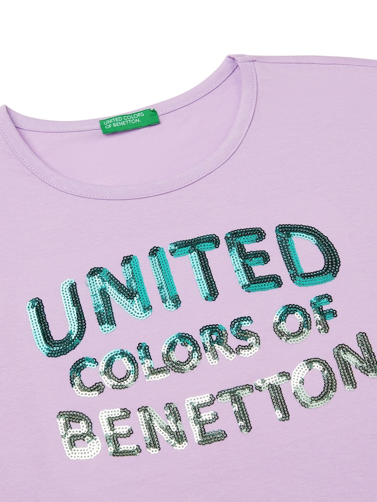 Morado - Girls Logo Sequin 100% Cotton T-Shirt (6-14 yrs) - Imagen 3 de 3