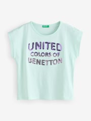 Verde - Girls Logo Sequin 100% Cotton T-Shirt (6-14 yrs) - Imagen 1 de 1