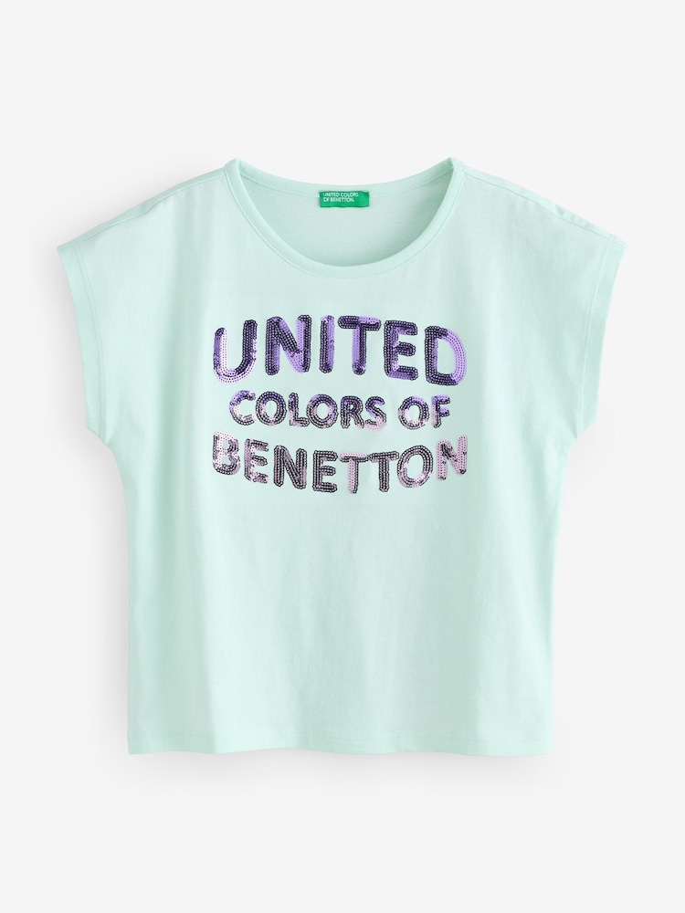 Verde - Girls Logo Sequin 100% Cotton T-Shirt (6-14 yrs) - Imagen 1 de 1