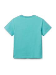 Benetton Boys Logo Blue 100% Cotton T-Shirt - Image 2 of 3