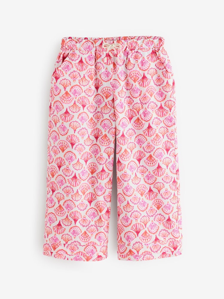Benetton Girls Pink Printed 100% Cotton Trousers - Image 1 of 1