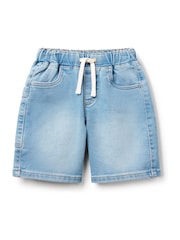 Benetton Boys Blue Bermuda Drawstring Denim Look Shorts (2-6 yrs) - Image 1 of 3