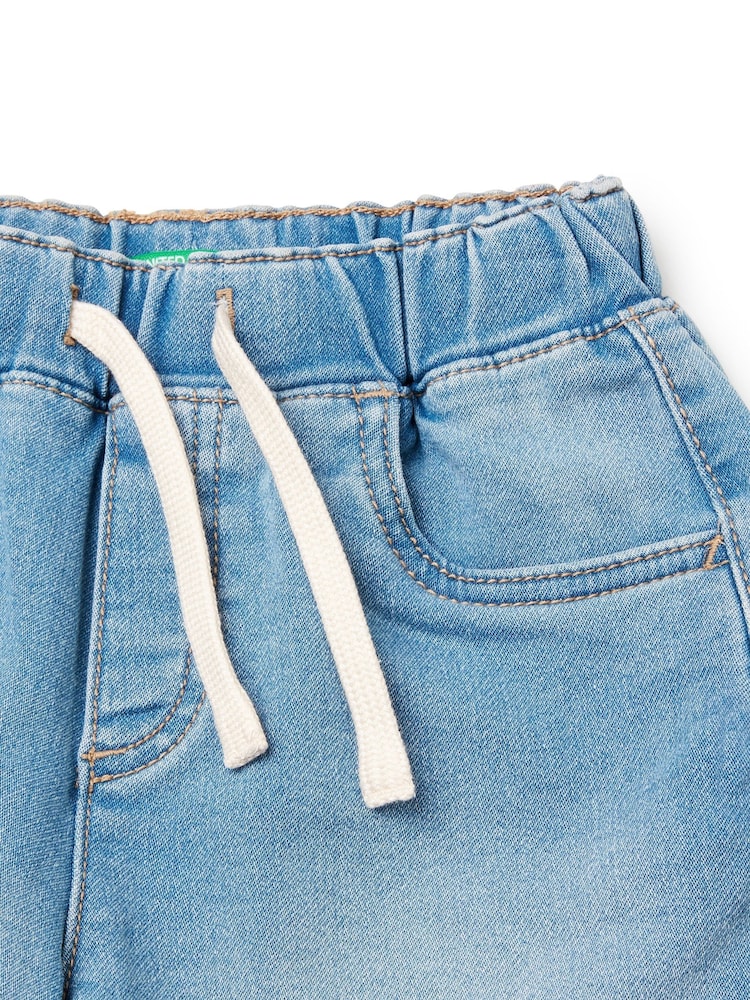 Benetton Boys Blue Bermuda Drawstring Denim Look Shorts (2-6 yrs) - Image 3 of 3
