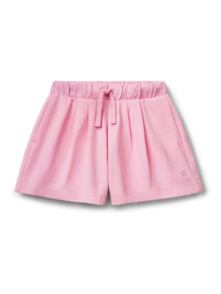 Benetton Girls Pink Elasticated 100% Cotton Jersey Shorts (6-14 yrs) - Image 1 of 3