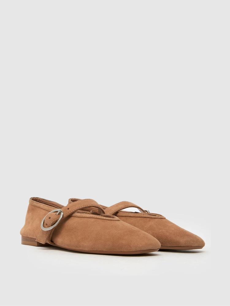 Schuh Lavena Mary Jane Brown Ballerinas - Image 2 of 4