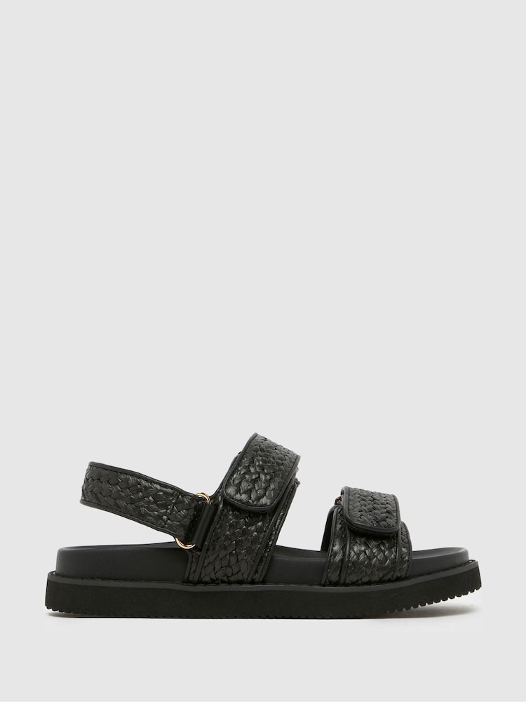 Schuh Tiesha Footbed Black Sandals - Image 1 of 4