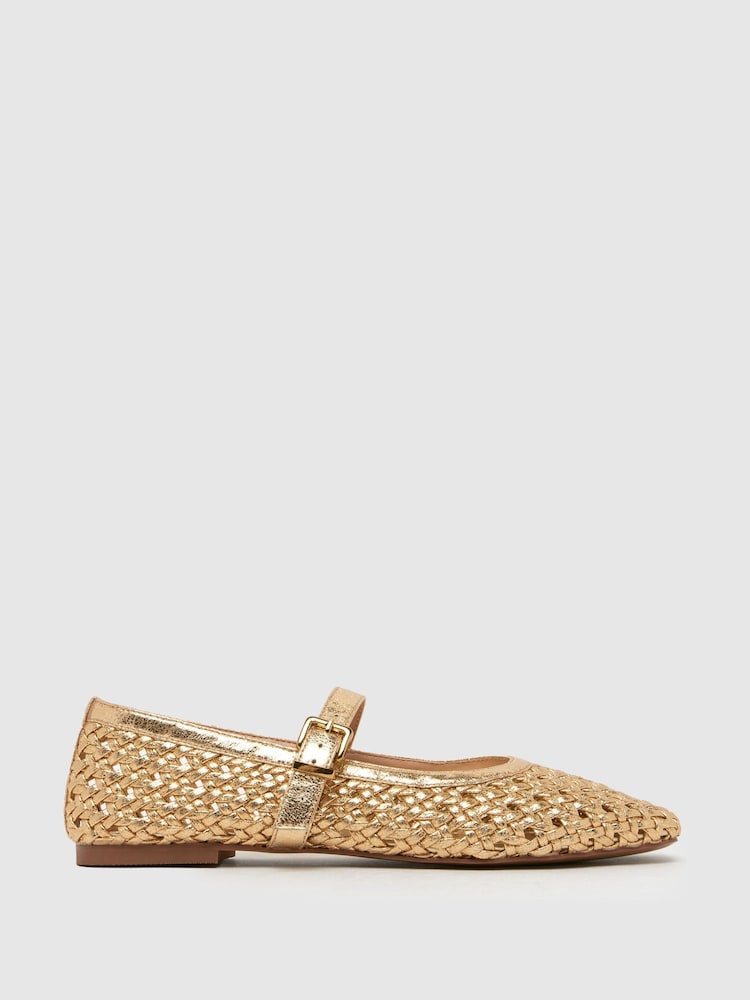 Schuh Lexie Woven Black Ballerinas - Image 1 of 4