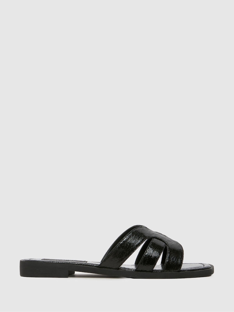 Schuh Trisha Flat Mule Black Sandals - Image 1 of 4