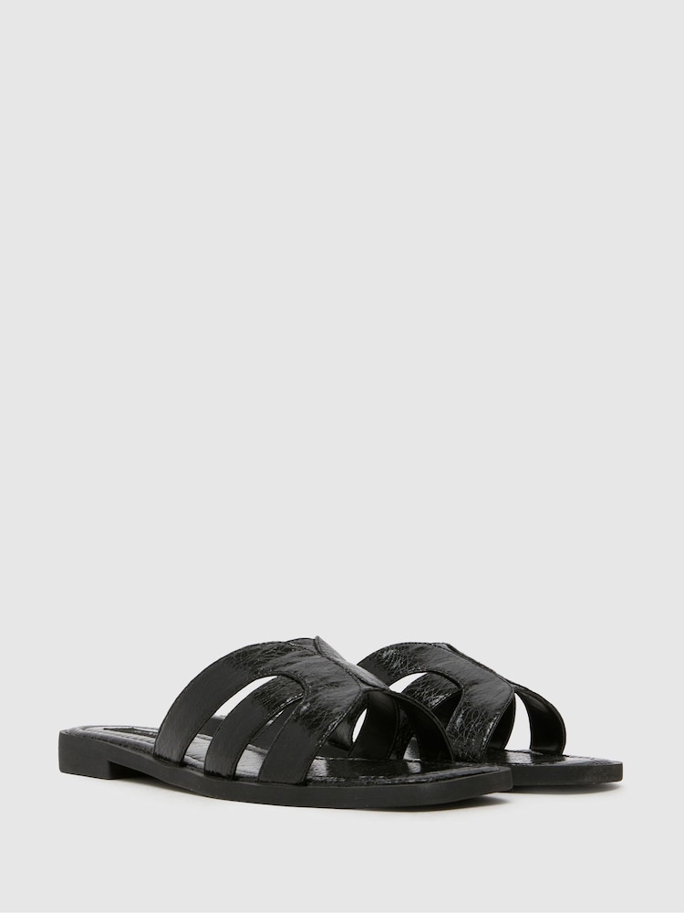 Schuh Trisha Flat Mule Black Sandals - Image 2 of 4