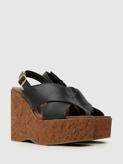Schuh Valentina Cork Wedge Black Sandals - Image 2 of 4