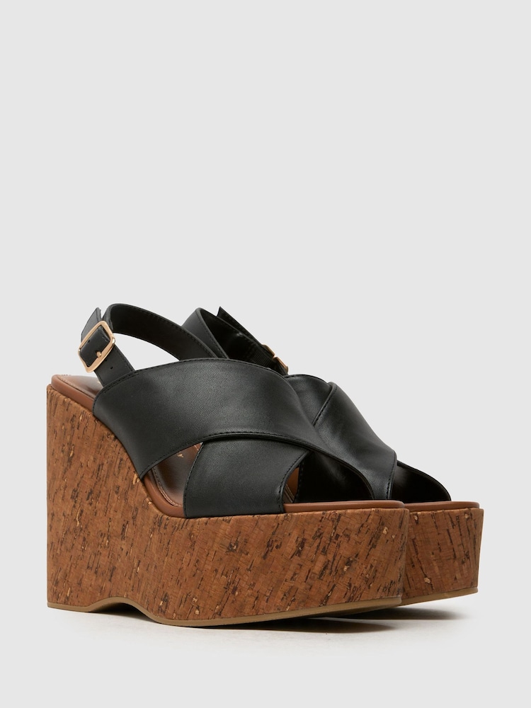 Schuh Valentina Cork Wedge Black Sandals - Image 2 of 4