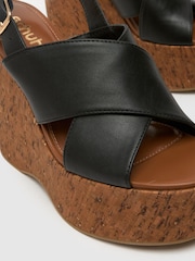 Schuh Valentina Cork Wedge Black Sandals - Image 3 of 4
