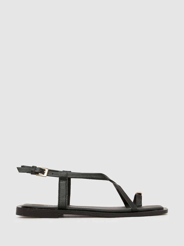 Schuh Taran Metal Toeloop Black Sandals - Image 1 of 4