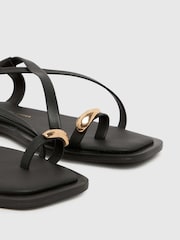 Schuh Taran Metal Toeloop Black Sandals - Image 2 of 4