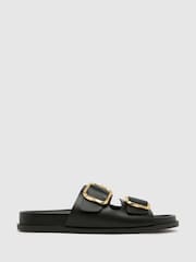 Schuh Tylee Leather Buckle Footbead Beige Sandals - Image 2 of 4