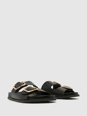 Schuh Tylee Leather Buckle Footbead Beige Sandals - Image 3 of 4