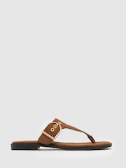 Schuh Teena Flat Toe Post Brown Sandals - Image 1 of 4
