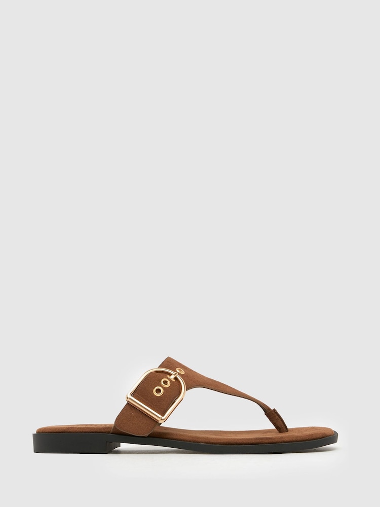 Schuh Teena Flat Toe Post Brown Sandals - Image 1 of 4