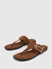 Schuh Teena Flat Toe Post Brown Sandals - Image 2 of 4