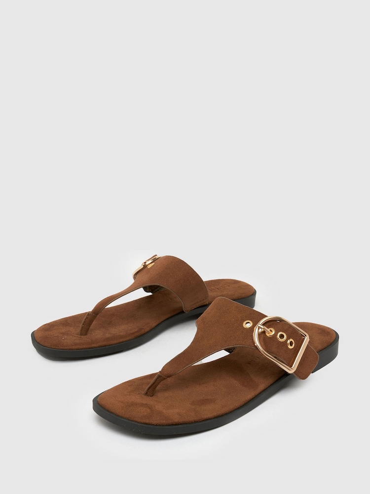 Schuh Teena Flat Toe Post Brown Sandals - Image 2 of 4