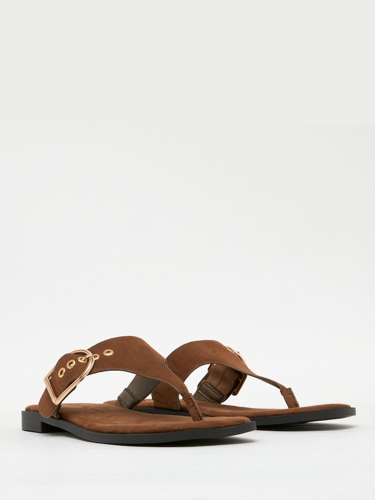Schuh Teena Flat Toe Post Brown Sandals - Image 3 of 4