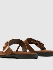 Schuh Teena Flat Toe Post Brown Sandals - Image 4 of 4