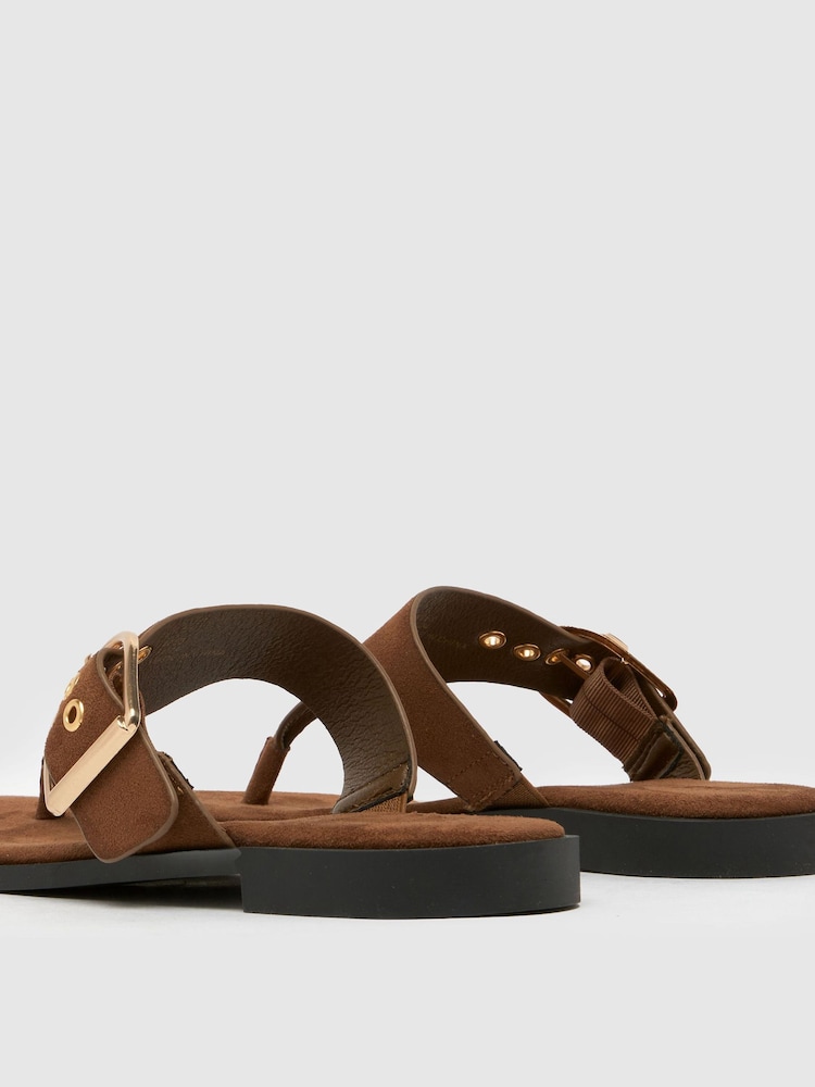 Schuh Teena Flat Toe Post Brown Sandals - Image 4 of 4