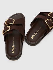 Schuh Tylee Leather Buckle Footbead Brown Sandals - Image 3 of 4