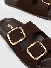 Schuh Tylee Leather Buckle Footbead Brown Sandals - Image 4 of 4