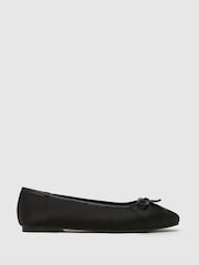 Schuh WF Leilani Ruched Black Ballerinas - Image 1 of 4