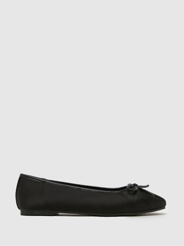 Schuh WF Leilani Ruched Black Ballerinas - Image 1 of 4