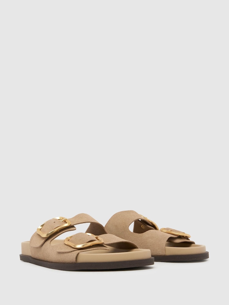 Schuh Tylee Leather Buckle Footbead Beige Sandals - Image 4 of 4