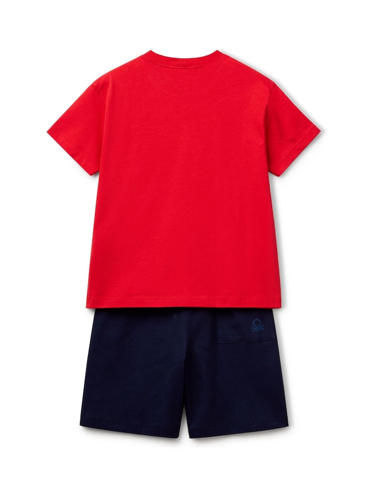 Benetton Boys Logo 100% Cotton T-Shirt and Shorts Set - Image 2 of 3